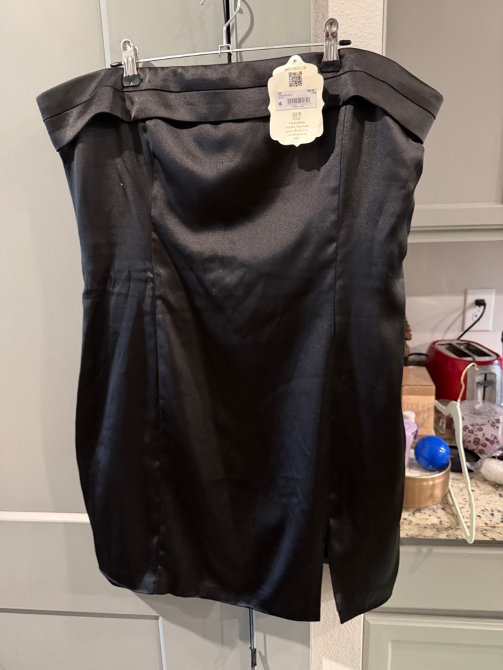 Altar'd State Black Strapless Satin Dress